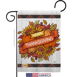 Grateful Thanksgiving Garden Flags 2pcs Pack Falltime Turkey Give Thanks Gobble Pumpkin Season Autumntime Cornucopia Small Decorative Gift Yard House Banner Made In USA 13 X 18.5