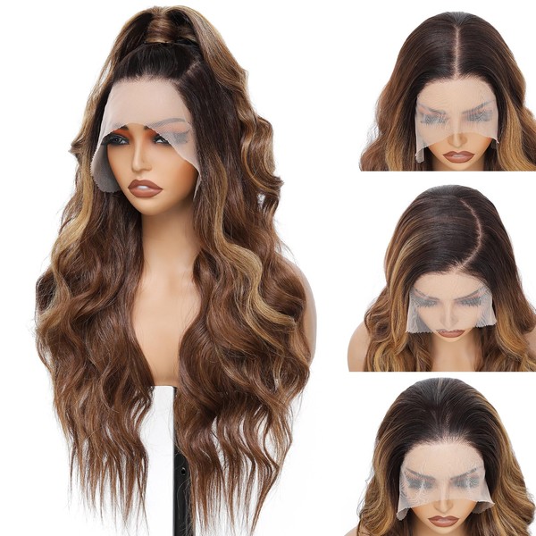 Sakkou Synthetic Lace Front Wig Brown With Highlights blonde 13x6