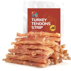 TailParty Turkey Tendons for Dogs, Small Medium & Large Dogs Training Treats, Natural Long-Lasting Chews Sticks, Healthy High-Protein Hypoallergenic Beggin Stick, Jumbo Pack (40 Units/Pack, 1 lb)