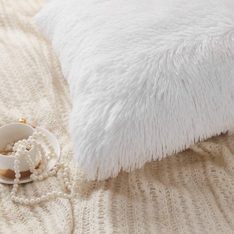 Uhamho Set of 2 Faux Fur Throw Pillow Covers Soft