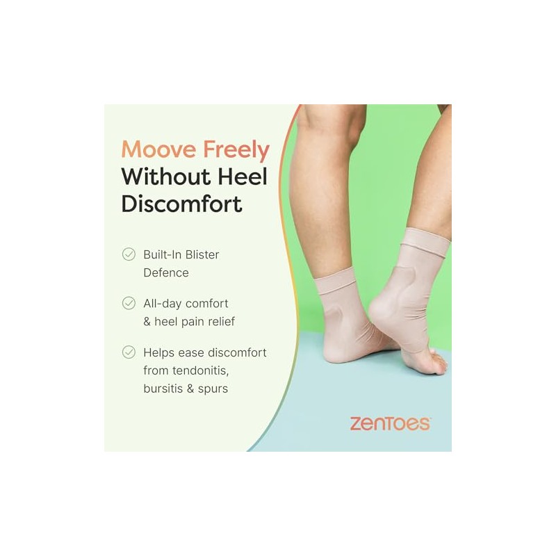 ZenToes Achilles Tendon Heel Protector Compression Padded Sleeve Socks for
