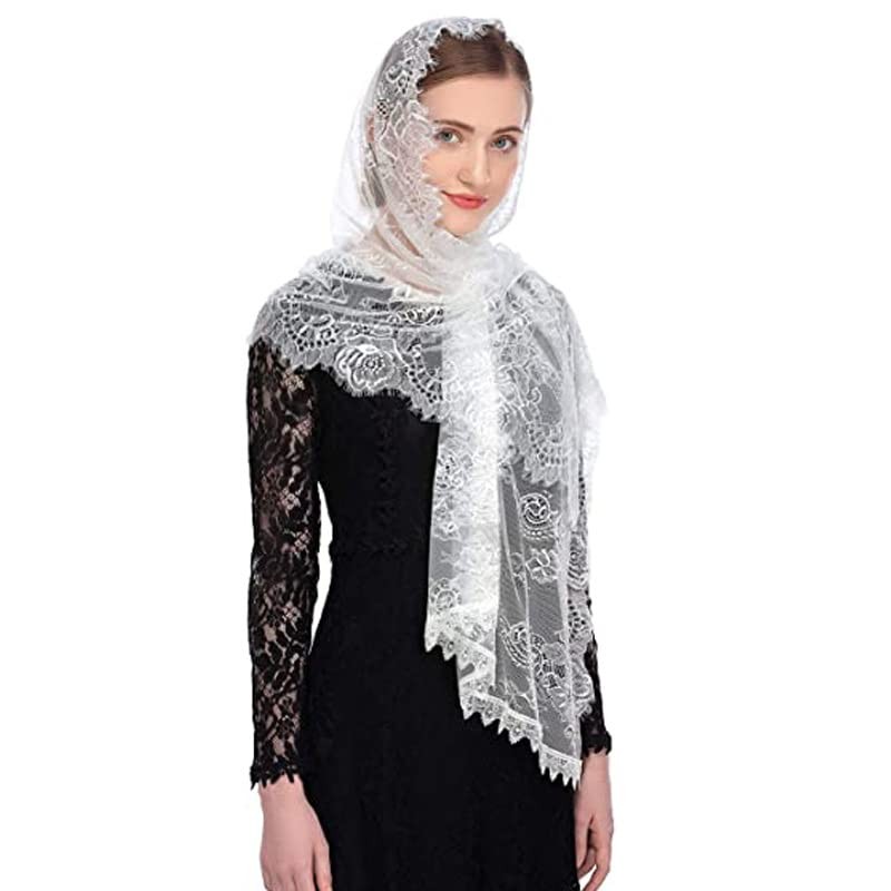 Uccellino Catholic Veil Church Mass Worship Stole with Attached Comb