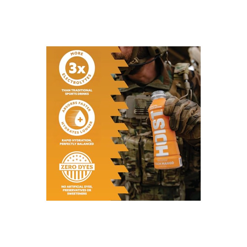 HOIST Bebida de electrolitos de hidratación militar premium, potente hidratación