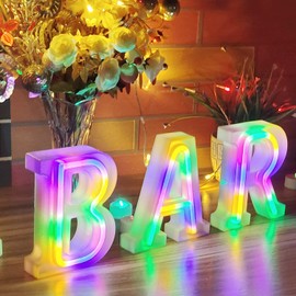 Light Up Letters Neon Signs - 26 & 32 Alphabet Letter Bar Signs for Wedding, Christmas, Birthday Parties - Colorful