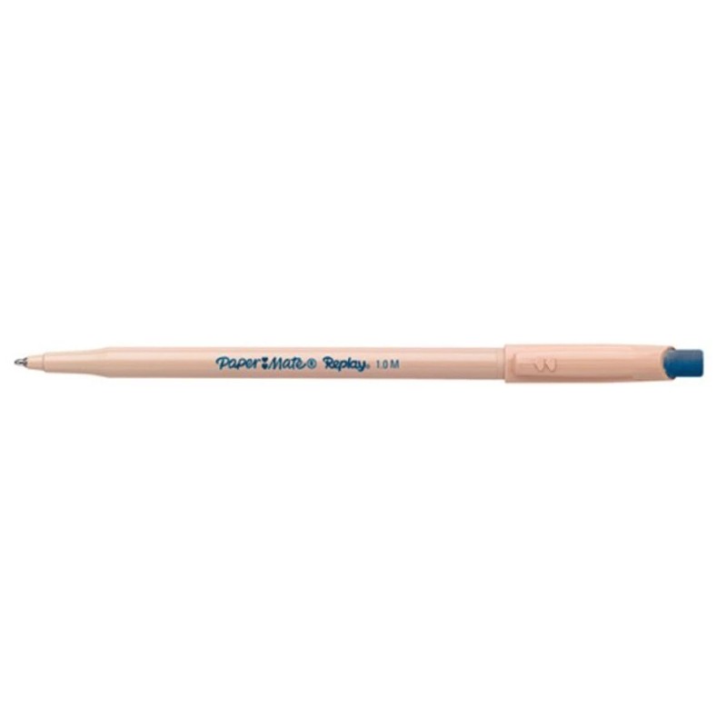 Paper Mate Replay Blue Erasable Ballpoint Pens With Eraser 12