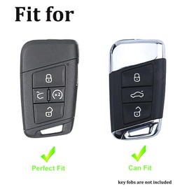 Arruweer Key Fob Cover for VW Key Fob Case Holder Protector Compatiable with Volkswagen Tiguan Atlas Jetta Passat Golf Alltrack Car Accessories Keychain