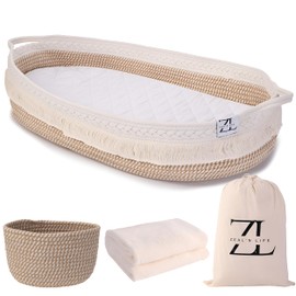ZEAL'N LIFE Baby Changing Basket with Diaper Caddy, Baby Blankets with Waterproof Cover - Changing Basket for Babies, Changing Basket Baby, Mose Basket, Moses Basket for Babies, Baby Essentials
