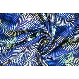 Pyrhan Vintage Tropical Forest Floral & Leaves 100% Cotton Prints | 45 Inch Wide Dress Craft Fabric Material by The Metre | Floral Polycotton Print Used in Sewing Kit and Accessories (Blue Yellow)