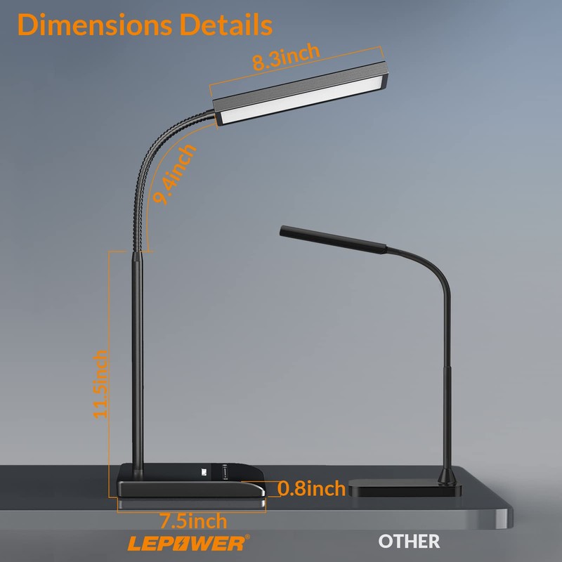 LEPOWER LED Desk Lamp 800 LM Dimmable Table Lamp 12