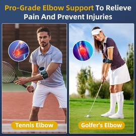 Jukibole Elbow Brace, Pack of 2 Tennis Elbow Bandage with EVA Lining for Men and Women, Adjustable Elbow Bandage for Golfer's Elbow, Sports, Strength, Weight Training, Epicondylitis Clip
