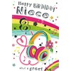 NIECE AGE 8 8TH BIRTHDAY CARD. HEADPHONES. 9 X 6