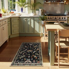 Lahome Insect Washable Rug, 2x3 Kitchen Rugs for Entryway Bathroom, Soft Door Mat Indoor Entrance Ultra-Thin, Small Non-Slip Throw Carpet for Bedroom Entry, Black