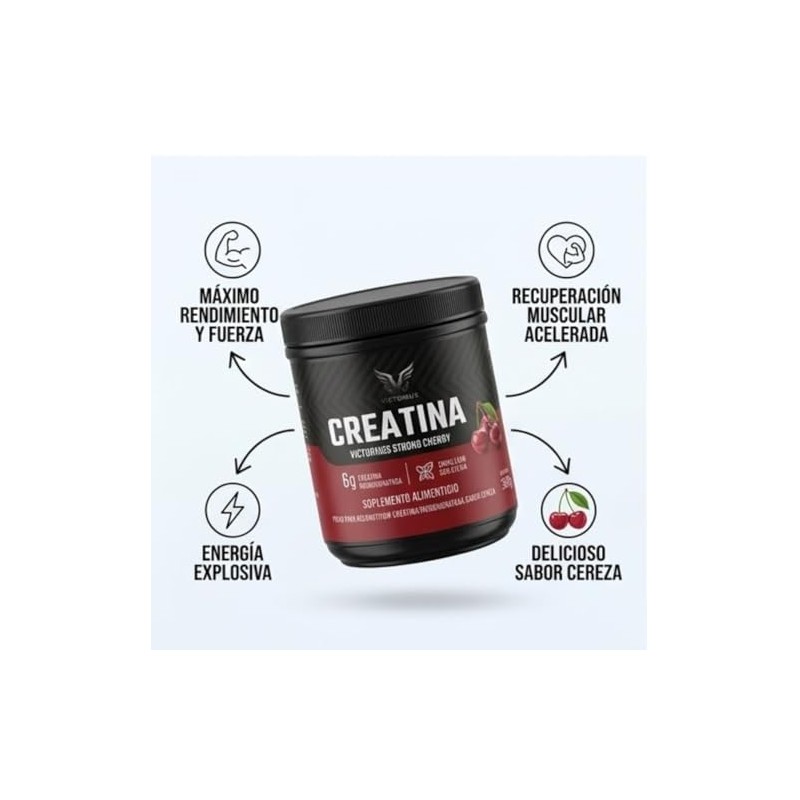 Creatina Monohidratada Cereza en Polvo | Estevia | 6g por