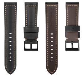 TStrap Watch Strap 20 mm Leather for Men - Black Leather Strap Watch Replacement - Vintage Soft Genuine Leather Watch Strap Replacement Strap Watch - Leather Watch Strap Band for Men - 20 mm 22 mm 24