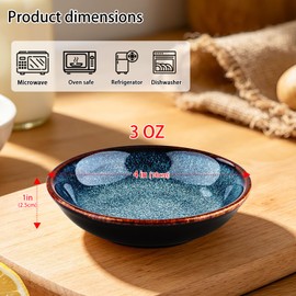 CQSYWQING 4 Inch Ceramic Dipping Sauce Dish Set - 4 Pcs Small Condiment Bowls for Dipping Bowls