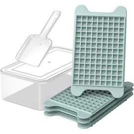 Mini Ice Cube Tray for Freezer: GGUW Nugget Ice Cube Tray with Bin - Crushed Ice Tray Making 4×117 PCS Icecube - Easy Release Iced Maker Trays
