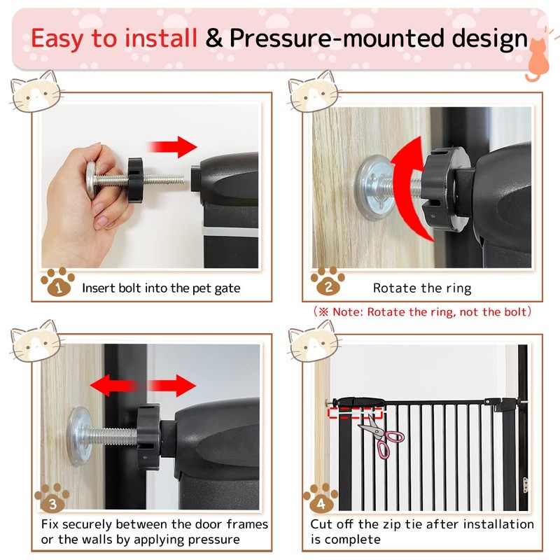 Lumizone Extra Tall Pet Gate 55.12" High Pressure Mounted 30.12"-34.05"
