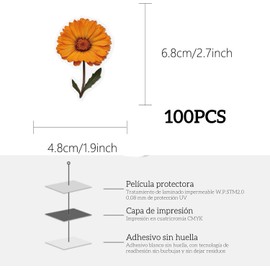 Lumbor37 100 Piezas Pegatinas de Decoración Floral Translúcidas Pegatinas Impermeables Varias Plantas Calcomanías de Flores Diario Diario Álbum de Recortes (flor)