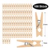 DERAYEE Pack of 100 Wooden Pegs, Clothes Pegs, Small, for