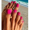 Morily Hot Pink Press on Toenails Short Square Fake Toenails