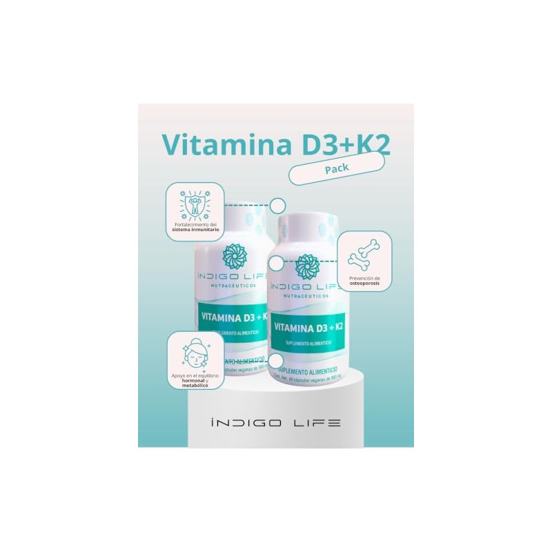 Pack 2 Frascos de Vitamina D3 + K2 – 40