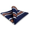 S&W SHLAX&WING Men's Striped Pocket Square, Navy Blue, White, Brown,
