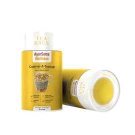 Calm In A Teacup Tea, Chamomile Lemon Balm for bedtime and evening, 25 tea bags, Organic Ingredients