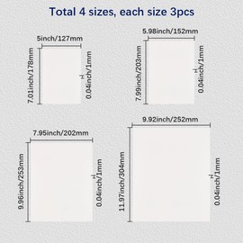 SOFPLATE 12Pcs White Picture Mat Kit Picture Frame Backing Board 5 x 7in/6 x 8in/8 x 10in/10 x 12in Uncut Paper Rectangle Blank Display Album Matting Pack Accessories for Show Photo Wall Artwork Decor