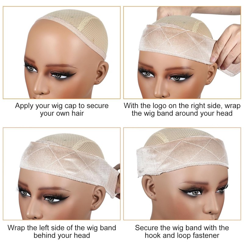 Linyongc Adjustable Velvet Wig Headband, 3-Pack Non-Slip Velvet Wig Grip