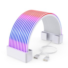 Sirlyr RGB PSU Cables LED Strips,ARGB PC Cable Cover Compatible 24 Pin Motherboard Extension Cable,Power Supply Cables,3Pin SYNC for Computer Setup 8In