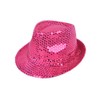 Colorful Sequined Fedora Hat (Fuschia)