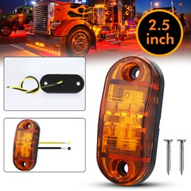 10 PCS 2.5 inch LED Trailer Marker Lights with Screws, Front Rear Side Marker Clearance Indicators Light Lamp, Amber Dc12-24V Waterproof Universal Accessories for Rv Camper Truck Van Caravan Boat