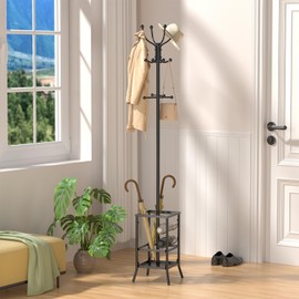 Chiozza Coat Rack Freestanding, Metal Coat Tree with Umbrella Holder, Coat Hanger Stand with 12 Hooks, Standing Coat Rack Stand for Entryway Living Room Bedroom Office