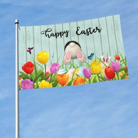 Happy Easter Flag 3x5 Ft Outdoor Rabbit Flags Home Yard Garden Banner Breeze Decorative Indoor Sign