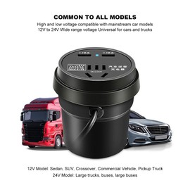 GOWENIC 150W Car Inverter, 2 QC3.0 Fast Charging Ports, AC Socket, DC 12V 24V to AC, for Road Trips, Outdoor Offices, Camping