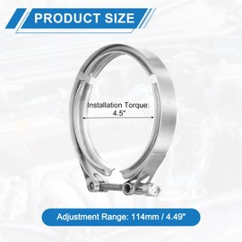 uxcell 4.5" V Band Clamp 304 Stainless Steel for Exhaust Systems Downpipe Exchange Exhaust Accessories, Adjustment Range 114mm / 4.49inch