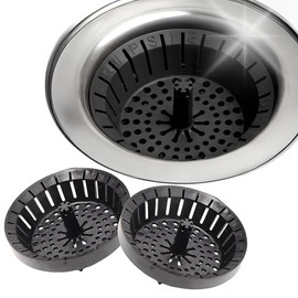 Kitchen Sink Strainer 3.25" - Dripsie Anti-Clog Food Catcher, Flexible Drain Basket, Dishwasher Safe, Standard Fit, Made in USA (3-Pack Black)