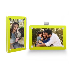 KSXLIUC Car Sun Visor Photo Holder, Universal Magnetic Photo Clip, Decorate your Car Visor Clip with Personality(Fluorescent Yellow, 2.4x3.5)