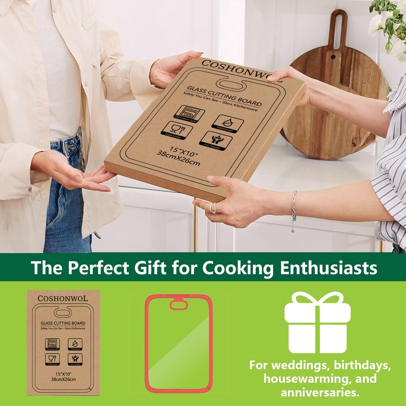 Tempered Glass Cutting Board for Kitchen Counter – Dishwasher Safe,