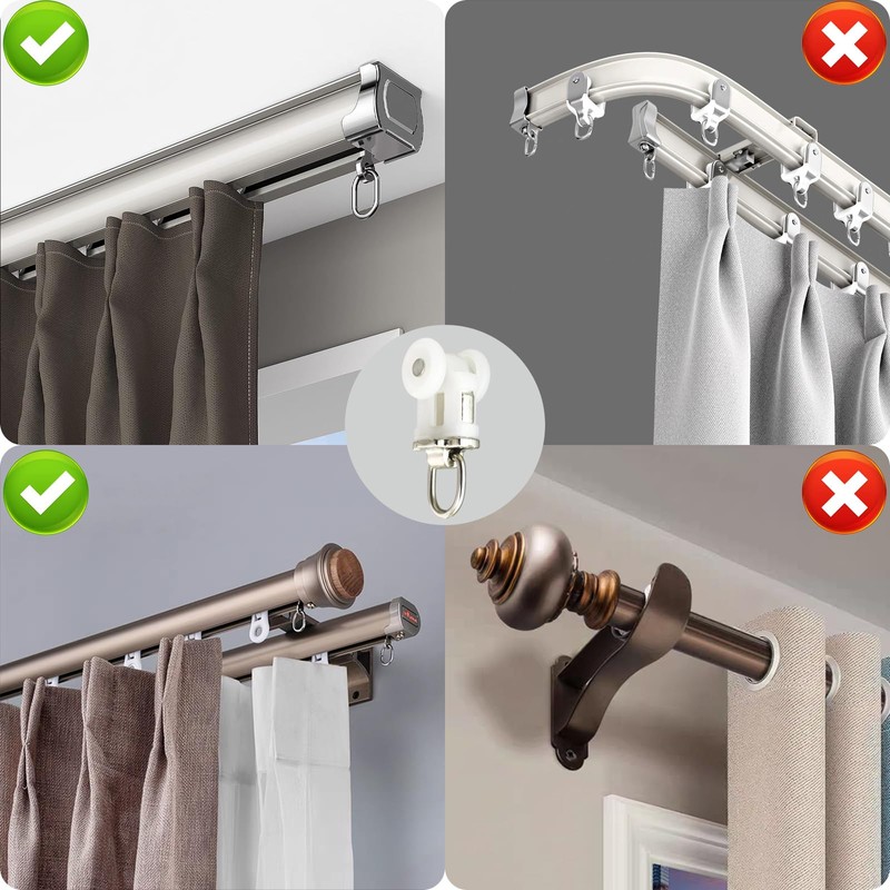 TSBSHum 20 Pack Ceiling Roller, Sliding Curtain Gliders with Wheels,