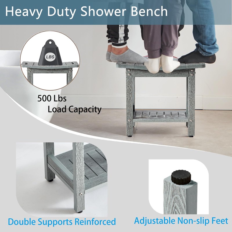 Waterproof Shower Stool for Inside Shower,Heavy Duty Bench for Shower,