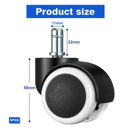 Office Chair Wheels, 5 Pcs Chair Casters Replacement 11 mm x 22 mm Universal Rollering Wheels for Office Chair for Office Chairs Gaming Chair Swivel Chair