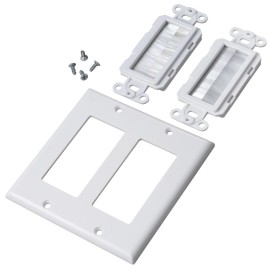 Fosmon Double Dual 2-Gang Brush Organize Bulk Wire Cable Wall Plate Cover Screws
