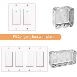 Alexa Light Switch, Double Smart WiFi Light Switches, Smart Switch 2 Gang Compatible with Alexa and Google Home, Neutral Wire Needed, with Remote Control, Timing Schedule, No hub Required (4Pack)