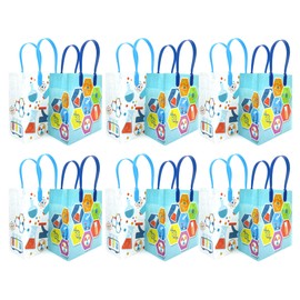 TINYMILLS Science Party Favor Treat Bags - Goody Bags with Handles for Birthday Party, Science Fair, Pack of 12