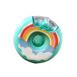 Doact Donut Bottle, Cute Style, Compact, Portable, 380ML, Cartoon Donut Bottle, BPA Free for On the Go (Blue Rainbow)