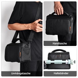 FOSOTO Camera Bag for SLR Cameras with Rain Cover (Black), Compatible with Canon EOS 4000D 2000D 77D 60D 80D 6D MarkII M50 M6, Nikon D3500 D3200 D5600 D7500 and Sony Olympus
