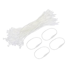 sourcing map Polyester Rope Hang Tag String Snap Lock Pins Loop Price Tag Fastener,Plastic Tags Ties 120mm/4.72 Inch Length,1mm/0.04 Inch Dia,Pack of 200,White
