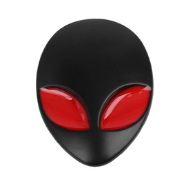 sourcing map Black 3D Alien Head Shaped Metal Body Decor Emblem Badge Sticker