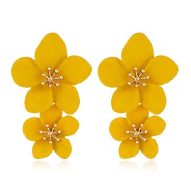 TOFBS Earrings Women's Earrings Fashion Double Layer Drop Earrings Hypoallergenic Earrings Flower Jewellery Accessories for Everyday Use, Alloys